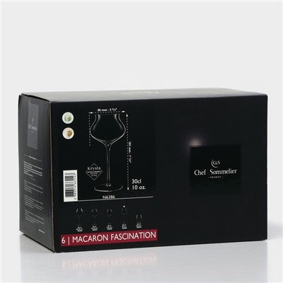 Бокалы для вина Chef&Sommelier MACARON, 300 мл, набор 6 шт., хрустальное стекло, прозрачные