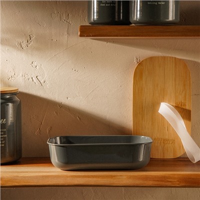 Контейнер для еды SL Home «Каса Перфекто», 21.5×12.5×6 см, с бамбуковой крышкой, оцинкованная сталь, зелёный