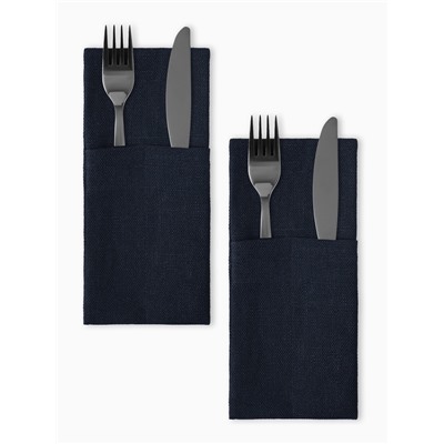 Набор конвертов для приборов Home collection blue-2 шт., 22×10 см, 100% лён