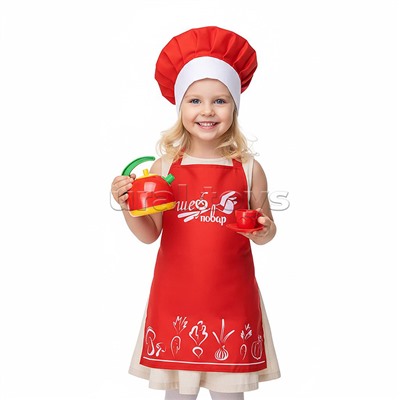 Набор "Шеф повар" (100% хлопок) красный