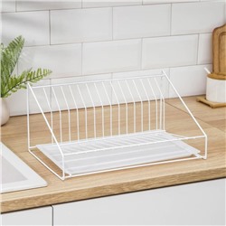 Сушилка для посуды с поддоном, 38×17,5×23,5 см, белый