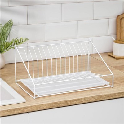 Сушилка для посуды с поддоном, 38×17,5×23,5 см, белый