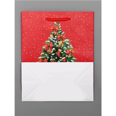 Пакет подарочный новогодний ламинированный, «Новогодняя ёлка», 18×10×22.3 см
