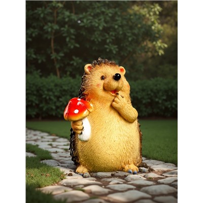 Садовая фигура из полистоуна «Ежик с мухомором», 11×8×9 см