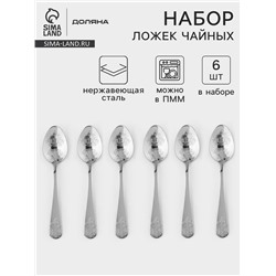 Набор чайных ложек Доляна «Эмили», длина 13.2 см, 6 шт., нержавеющая сталь, серебристый