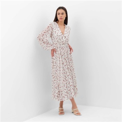 Платье с поясом миди женское MIST, размер 44, белое