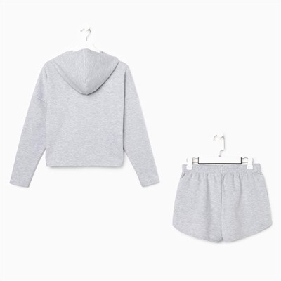 Костюм женский (толстовка, шорты) MIST, размер 48-50, серый