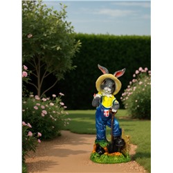Садовая фигура из полистоуна «Зайчик дачник с бабочкой», 49×18×22 см