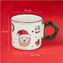 Кружка новогодняя Доляна «Веселый дедушка», 400 мл, 14.5×10×9 см, белая