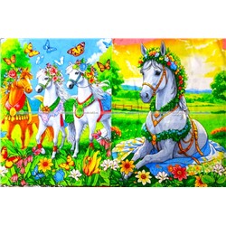 5 ШТУК - Полотенца вафельные - символ Года Лошади