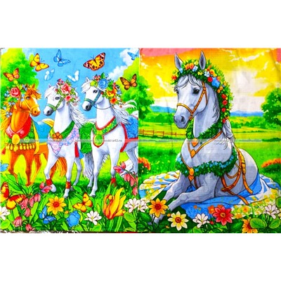 5 ШТУК - Полотенца вафельные - символ Года Лошади