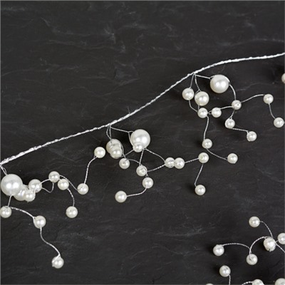 Ветка декоративная стеклярус 140 см / DM603-16 /уп 60/320/жемчуг