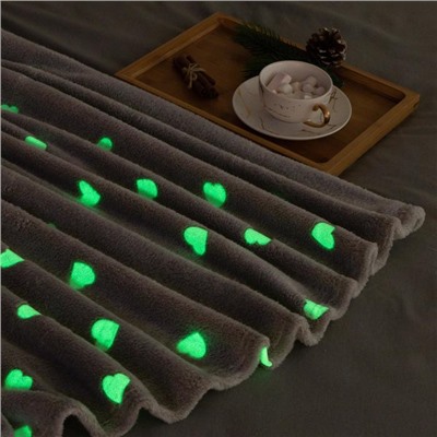 Плед светящийся в темноте «Этель. Love», 180×200 см, корал-флис