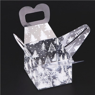 Коробка подарочная новогодняя складная ПВХ «Новый год» 5×5×5 см