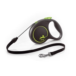 Рулетка Flexi Black Design M (до 20 кг) 5 м трос, черный/зеленый