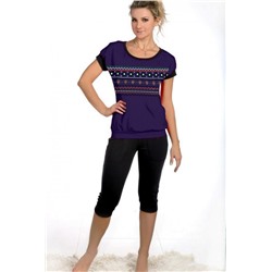 Женская пижама с бриджами и футболкой 50 (Фиолетовый)