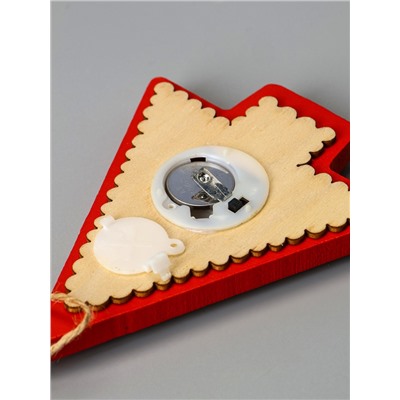 Ёлочная игрушка «Ёлка с Дедом Морозом и машиной», 12.5×9.5×1.5 см, от батареек, свечение тёплое белое