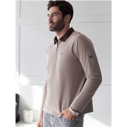 Лонгслив из мягкого фактурного трикотажа с плетеным воротником поло на молнии