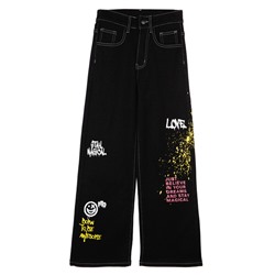 Брюки текстильные джинсовые утепленные для девочек