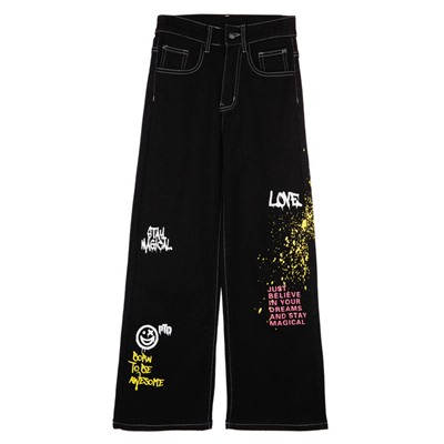 Брюки текстильные джинсовые утепленные для девочек