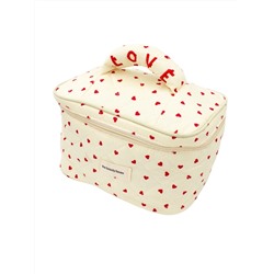 “‣”  COSMETIC BAG - КОСМЕТИЧКА ТКАНЕВАЯ "LOVE" В КРАСНОЙ ГАММЕ