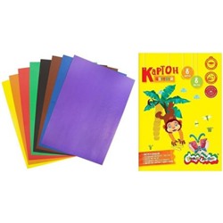 Набор цветного картона мелованного А4  8л 8цв  в папке КЦМКМ8 Каляка-Маляка