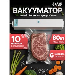 Вакууматор LPS-02, 80 Вт, 10 пакетов, 220 В, 25 см, бирюзовый