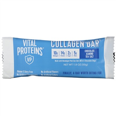 Vital Proteins, Collagen Bar, Chocolate Almond Sea Salt, 12 Bars, 1.8 oz (50 g) Each