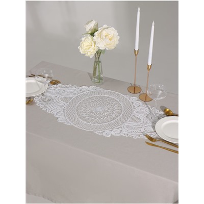 Дорожка на стол Этель ажурная, белая, 40×90 см, 100%п/э
