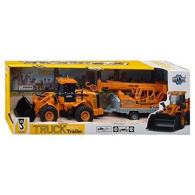 Машина "Трактор-погрузчик" с краном (свет, звук) в коробке