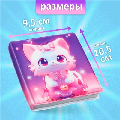 Записная книжка подарочная, 96 листов в линейку, цветной блок, обложка 3D Кошка, 9.5×10.5 см