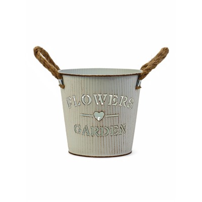 Кашпо «Ведёрко цветочный сад», 13×13×12 см, белое