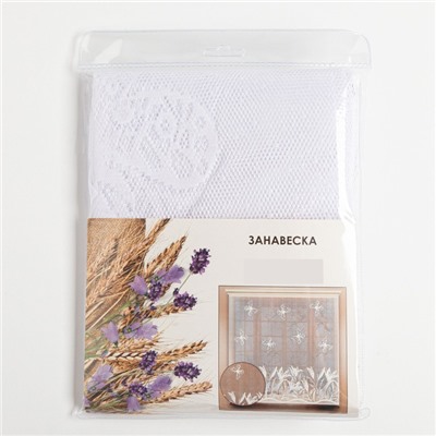 Тюль на кухню без шторной ленты 170×170 см, цвет белый, 100% полиэстер