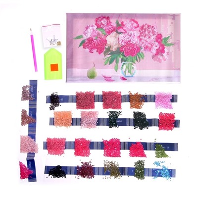 УЦЕНКА Алмазная мозаика на раме с полным заполнением «Букет пионов», 20×30 см