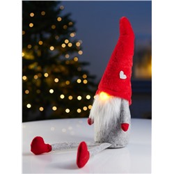 Фигура текстиль «Гномик в красной шапке» 60 см, 1 LED, от батареек LR1130×3, свечение тёплое белое