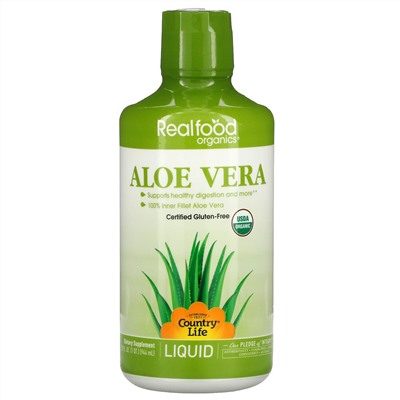 Country Life, Realfood Organics, жидкое алоэ вера, 944 мл (32 жидк. унции)