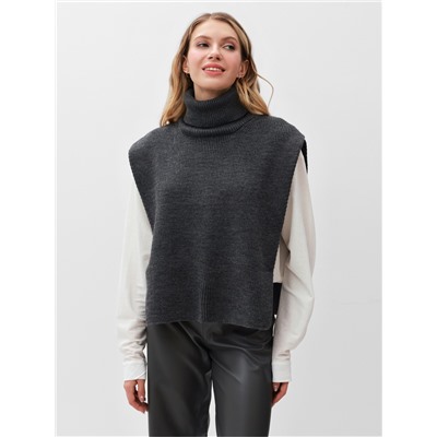 Джемпер - пончо женский MINAKU: Casual collection, светло-серый, размер 46