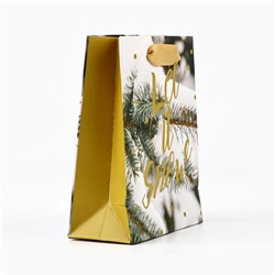 Пакет подарочный новогодний ламинированный «Зимний лес», S 5.5 см × 15 см × 12 см