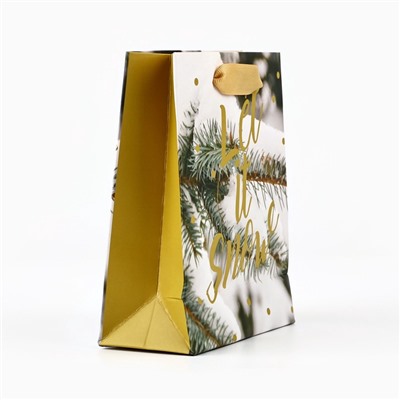 Пакет подарочный новогодний ламинированный «Зимний лес», S 5.5 см × 15 см × 12 см