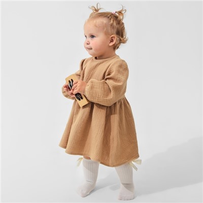 Платье для девочки с воротничком «Крошка Я. Муслин», рост 92-98 см, бежевое