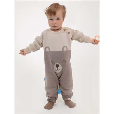 Комбинезон вязаный Крошка Я «Мордочка», рост 86-92 см, бежевый