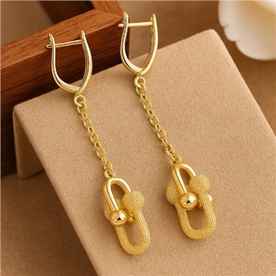 Серьги подвески длинные ювелирная бижутерия Итальянское золото (покрытие желтое 14к) , арт.217.435