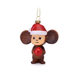Новогоднее подвесное украшение из пластика "Чебурашка с шариком ", 10*9 см.