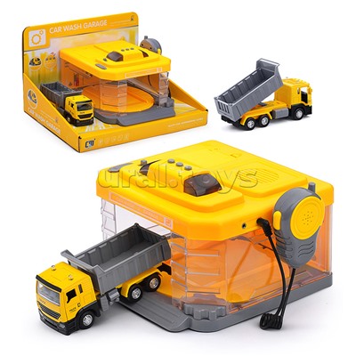 Автомойка "Строительная техника" желтая, в коробке