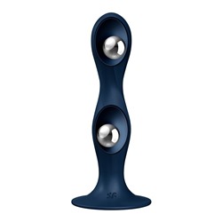 Темно-синий фаллоимитатор Double Ball-R - 17,8 см.