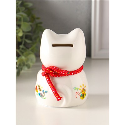 Копилка для денег «Кот Манэки-нэко с счастливый барабан», керамика, 7.8×7.5×12.5 см