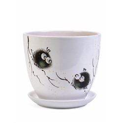 Горшок для цветов «Птички», керамика, с поддоном, набор 4 шт.: 400 мл, 1 л, 2.5 л, 5 л