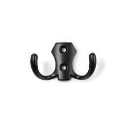 Крючок мебельный ТУНДРА КМ201BL, двухрожковый, черный