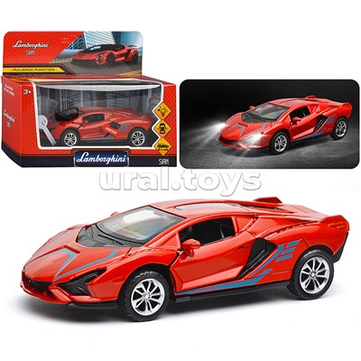 Модель металл lamborghini Sian 14.9см., 1:32 ( свет-звук, двери, багаж.) инерц., в коробке