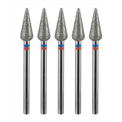 MANITA Фреза алмазная капля большая для аппаратного маникюра 866.104.260.125.050 ФАК-5.0 12,5 М-С, сине-красная насечка, ø 5,0 мм, 5 шт. 28371